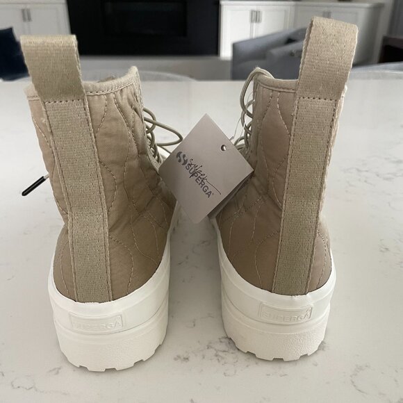 Superga Super 2644 Alpina Quilted Nylon Lace Up Boots Grey Fossil-F Sz 7.5-8.5W - Picture 8 of 16